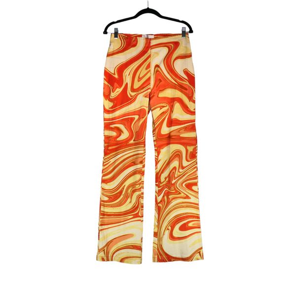 Hosberg Pants Womens Medium Orange Yellow Wide Leg Retro 70s Statement Piece - Picture 1 of 8